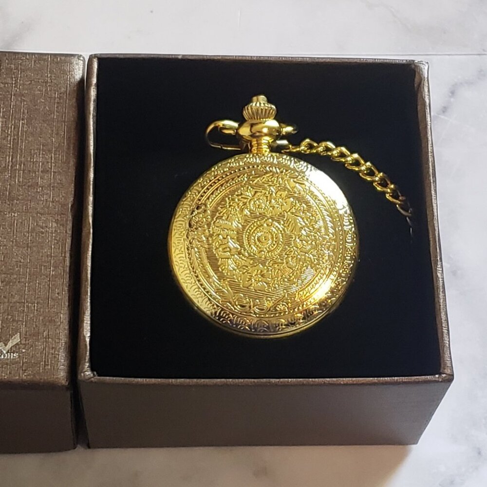 Vintage Retro Style Yellow Gold Quartz Pocket/Pendant Watch NEW